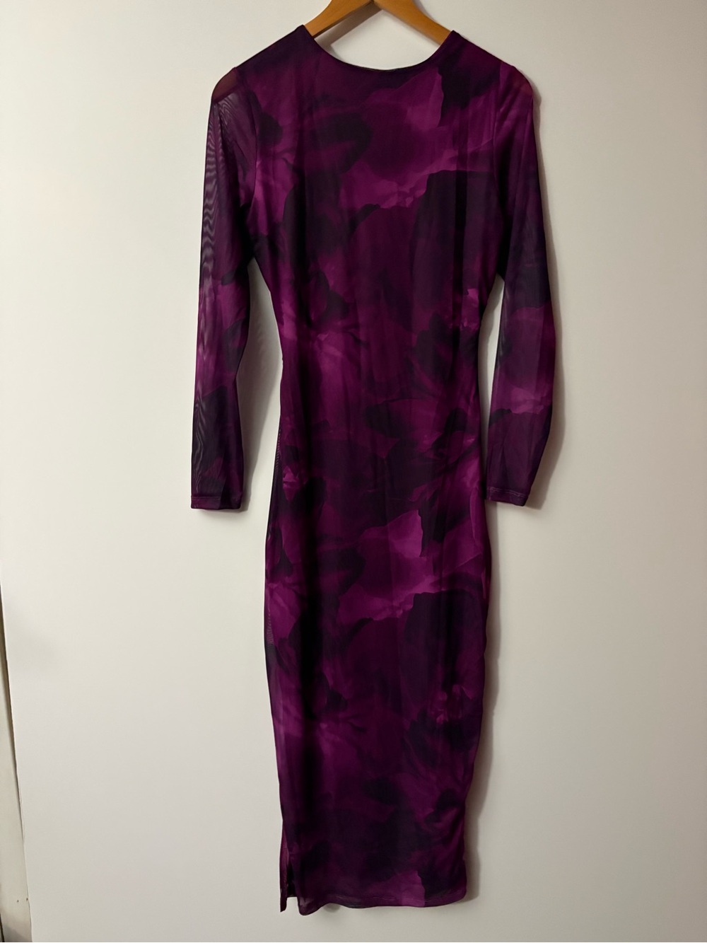 PRETTYGARDEN Sheer Mesh Long Sleeve Ruched Bodycon Maxi Dress - Picture 9 of 13